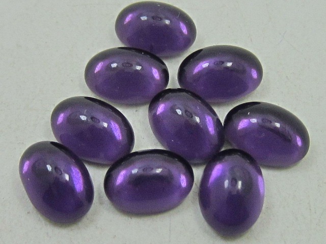 7x5mm OVAL 6pcs.DARK AMETHYST CABOCHON FLAT BACK GERMAN JEWEL